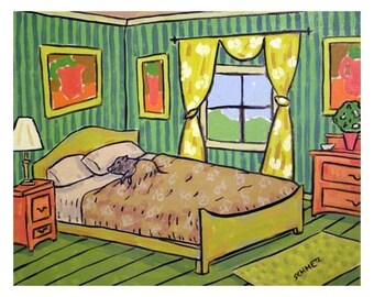 Pig art- sleeping pigs, print, modern folk aert,bedroom art, pig print