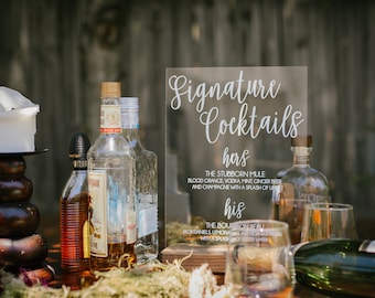 Signature Drinks Sign - Signature Cocktails Sign - Signature Cocktails Wedding Sign - Signature Drinks for Wedding - Acrylic Wedding Sign