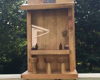 Wood Saloon, Handmade Bird Feeder, Father's Day Gift, Hanging Garden Accessory