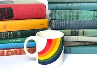 Vintage Ceramic Rainbow Coffee Cup by FTDA, Korea 1988