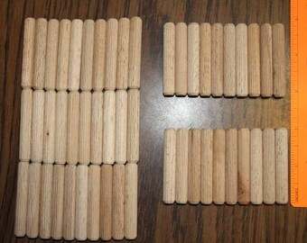 LOT of 50 Fluted Hardwood DOWEL PINS 5/16 x 2 inches woodworking dowels pin
