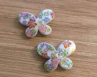 set of 4 beads Butterfly 29 x 22 mm