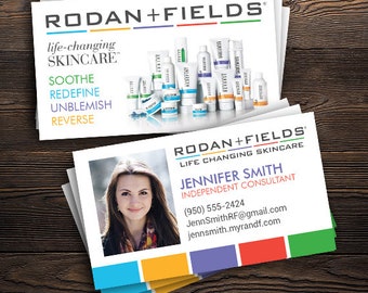 Rodan and Fields Business Cards with Photo (PRINTED), R+F Consultant - 2" x 3.5", Custom Info, FREE SHIP