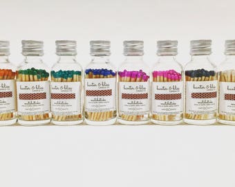 Colored Match Bottles with Striker (60 Count Matchsticks - Tons of Colors Available) - Custom Labeling and Bulk Pricing Available!