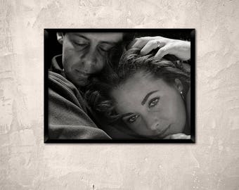 Elizabeth Taylor with head on her husband Eddie Fisher, between 1958 and 1964.Liz Taylor art print.Movie star photo.