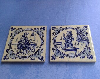 Tiles, decorative, blue/White
