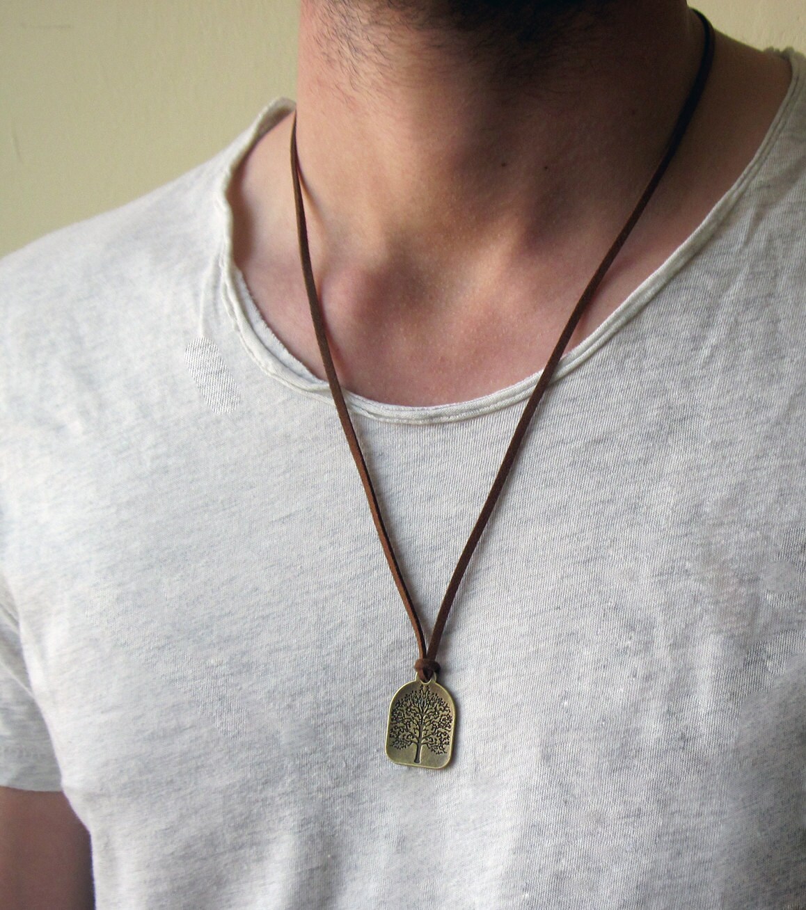 Mens Bronze Tree of Life Necklace Mens Leather Necklace