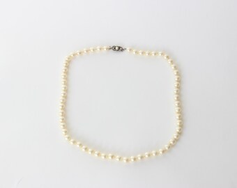 Vintage Signed 800 Silver Majorica Faux Pearl Necklace