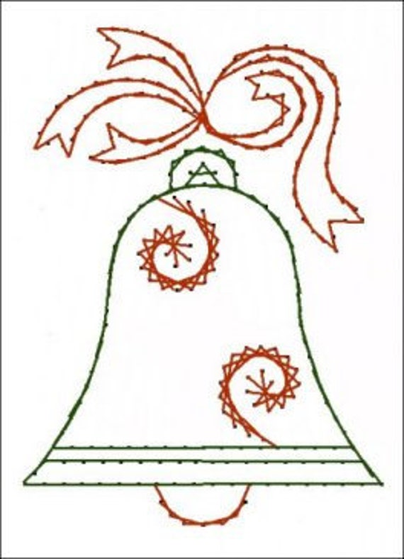 Christmas Bell Paper Embroidery Pattern for Greeting Cards