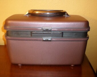 Samsonite/Metallic Plum/RARE COLOR/TRAIN Case/Over Night Bag/Vintage Samsonite Case