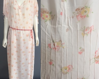 1920s nightgown in ditsy print rayon