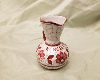 Small Red and white kongsberg norway Norwegian vase/pitcher