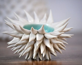 Copper Blue Micro Urchin Bowl - Pinch Bowl, Porcelain Bowl, Ceramic Bowl, Ceramics and Pottery, Small Ceramic Bowl Handmade Pottery