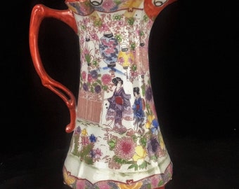 19th c. Japanese Gilded/Beaded Chocolate Pot - Signed