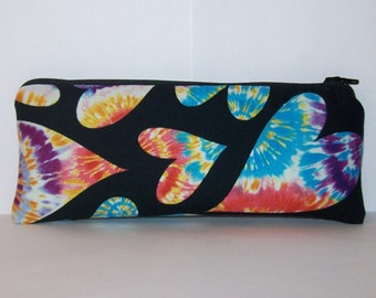 Pipe Pouch, Tie Dye Heart Bag, Pipe Case, Pipe Bag, Padded Pipe Pouch, Vape Pen Bag, Cute Bag, Hippie Gift, Padded Zipper Bag - 7.5" LARGE