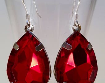 Bright red Dangle earrings