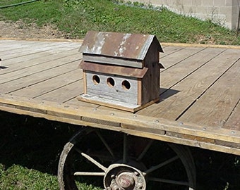 Amish Made Three Hole Birdhouse Handmade from Barnwood