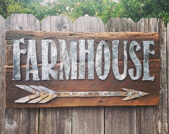 Metal Farmhouse + Arrow Sign