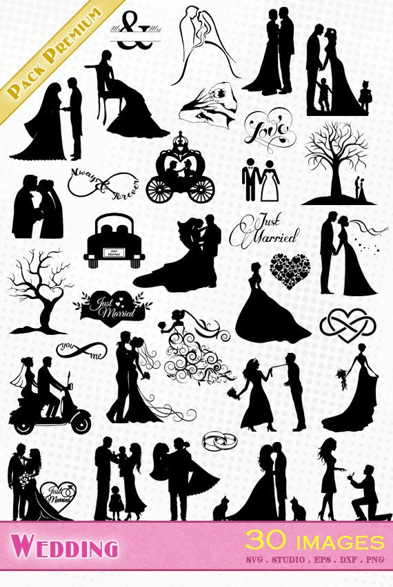 Download Wedding 30 svg/dxf/eps/silhouette studio/png Silhouettes