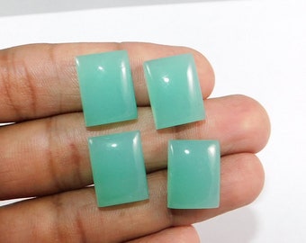Aqua Chalcedony Gemstones, Aqua Chalcedony Rectangle 12X16 MM Cabochon Gemstones, Chalcedony Cabochon, Smooth Stones, Jewelry Supplier -5Pcs