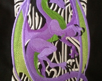 Messenger Bag, Dragon Embroidery, Cotton Canvas
