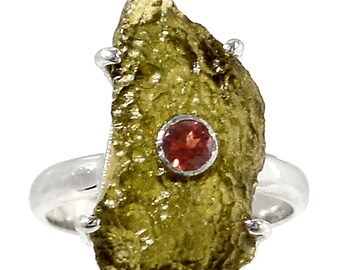 Moldavite Sterling Silver Ring sz.8