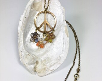 Peace Sign Hippie Hippy Statement Necklace Bohemian Hippie Hippy HippieHeart HippieSoul Free Spirit Cool Necklaces Funky Jewelry for Women