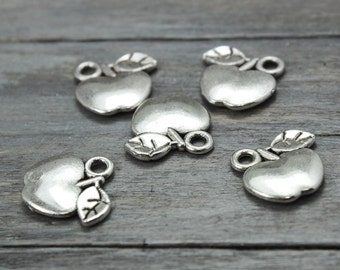 Apple Charm, 25 PackJewelry Charms, Apple Charm, Puffy Apple Charm, Stamping Supplies, Teacher Charm, Jewelry Supplies INV7028