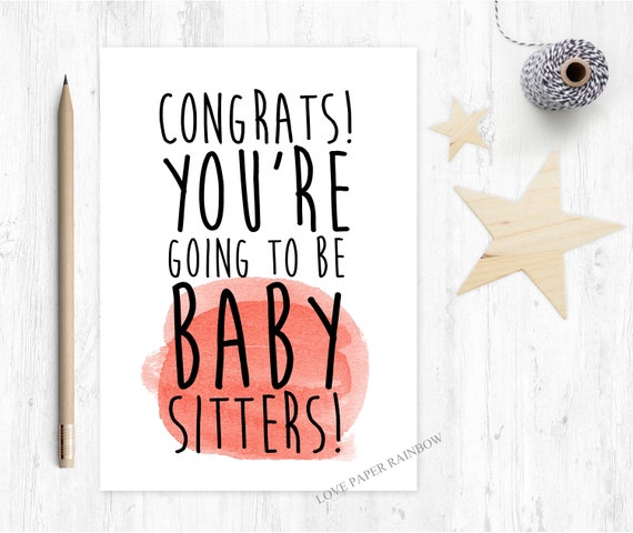 funny pregnancy announcement card you're going to be baby sitters you're going to be grandparents I'm pregnant grandma and grandad