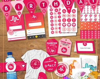 Musical.ly Birthday Package, invitations, tags, banners, bottles labels for musically party - Digital files - Instant Download