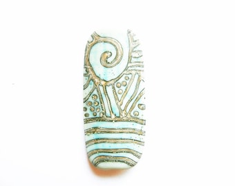 SILVERED COPPER TRIBE copper green and silvered ivory matte finish large squeezed focal A Beaded Gift