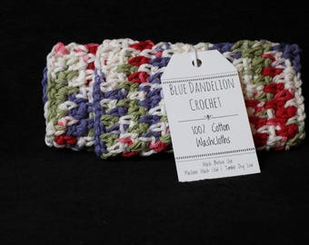 Pair of Washcloths, Crochet washcloths, Washcloths, Cotton Washcloths, Colorful Washcloths, Two Washcloths