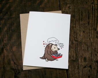 Letterpress Printed Hedgehog Flours Card - single