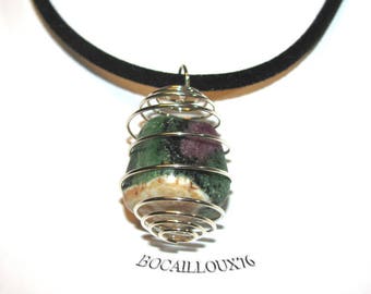 Collier PENDENTIF Cage Midi RUBIS-ZOÏSITE 33