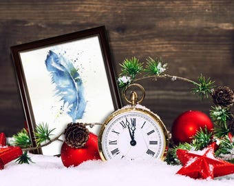 Original watercolor, pen, handmade Christmas gift, decoration