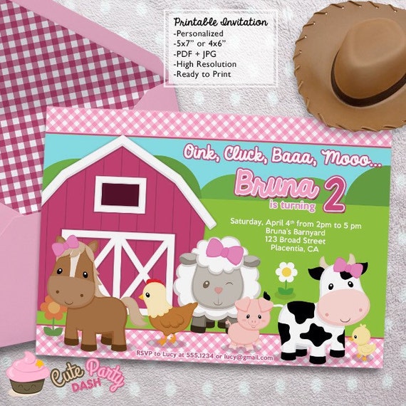 Granja Rosada Hacer Invitaciones De Cumpleaos Pinterest