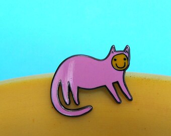 Smiley cat enamel pin - Cat pin - Enamel pin - Enamel cat pin - I like cats - Cat lapel pin - emoji - Cat gifts - Cats - hard enamel - raver