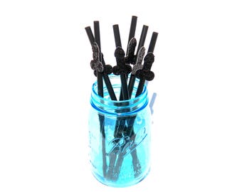 12 PACK-BLACK penis straws! Bachelorette party, bachelorette party decorations, penis decorations, bachelorette party favors, party supplies