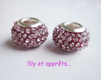 2 metal rhinestone pink pale 12mm