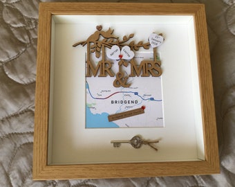 Wedding day gift, Wedding gift, Map gift, Mr/Mrs gift, Bride/Groom gift, personalised scrabble frame, Picture, Wall Art.