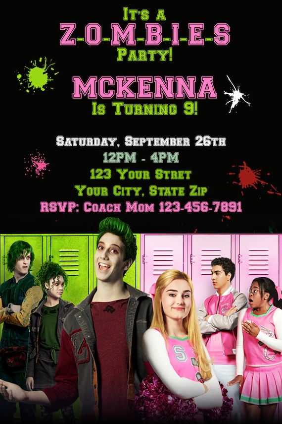 Zombies party invitation Birthday party Disney Zombies