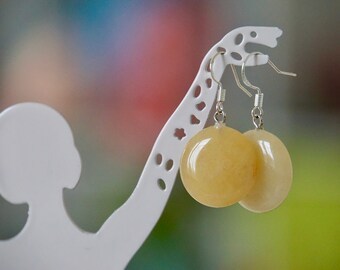 Semi Precious Yellow Jade Earrings