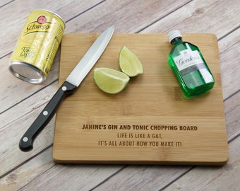 Personalised G&T Chopping Board - Gin and Tonic Chopping Board - Gin Gift - Gin and Tonic Gift - Gin Lovers Gift - Gin Chopping