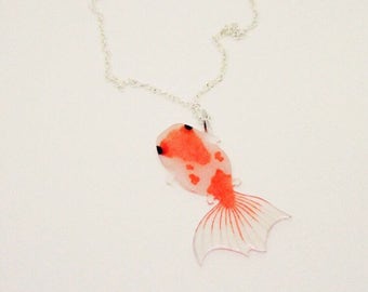 Oranda goldfish necklace fish jewelry realistic goldfish necklace orange goldfish jewelry kawaii goldfish necklace animal jewelry