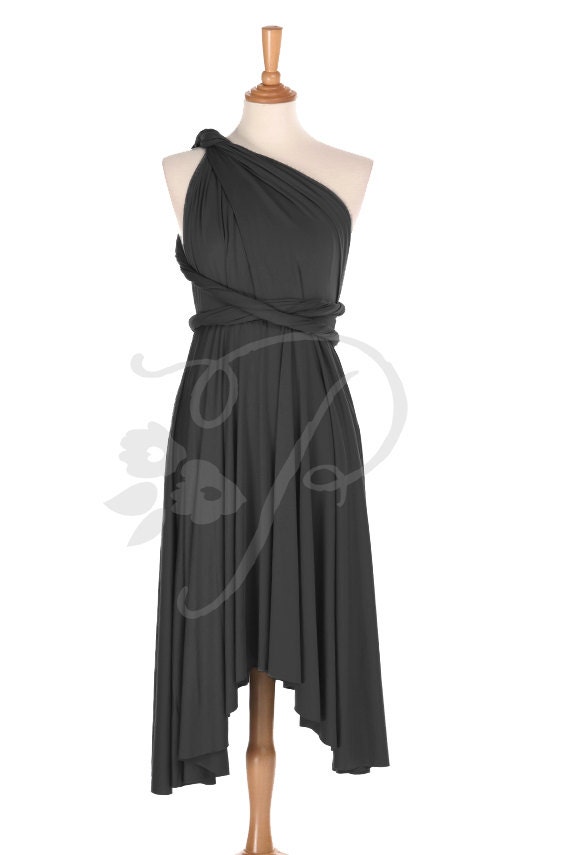 Bridesmaid Dress Infinity Dress Black Knee Length Wrap