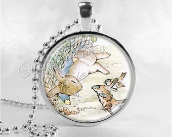 RABBIT Necklace, Rabbit Pendant, Rabbit Jewelry, Rabbit Charm, Glass Photo Art Jewelry