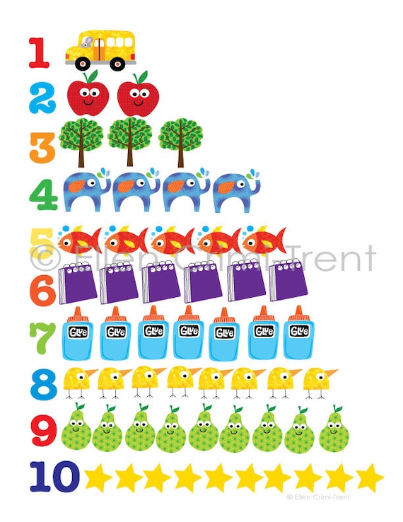 kids wall art numbers chart