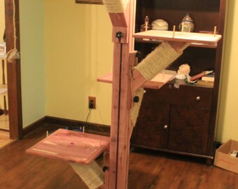 cedar cat tree,platforms,scratch post,pine cat tree,house tree,condo,Cedar Cat Tree,cat tower,cat condo,cat furniture,animal towers,art,cat
