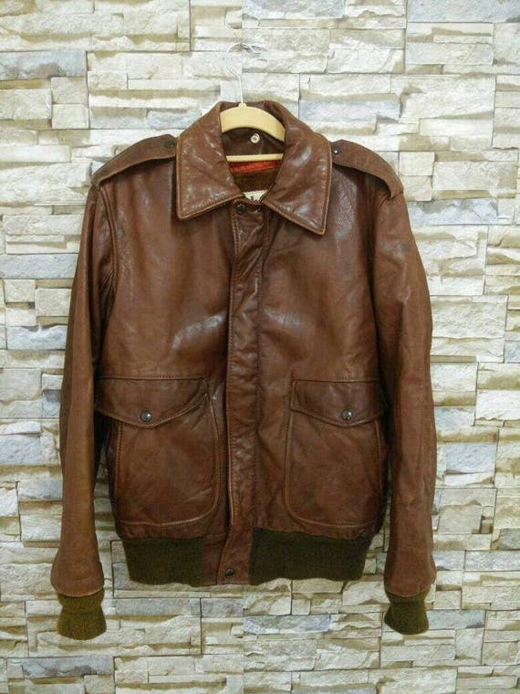 Rare Vintage Schott Nyc Leather Flight Brown Motorcycle Cafe Rare Vintage Schott Nyc Leather Flight Brown Motorcycle Cafe Race Punk Jacket Perfecto Er Usa 38