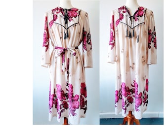 Vintage Gunne Sax Dress Floral Boho Maxi Western Hippie Prairie Dress Peasant Muumuu Bohemian Festival Indie Hipster Lounge 70s Style Sz M L